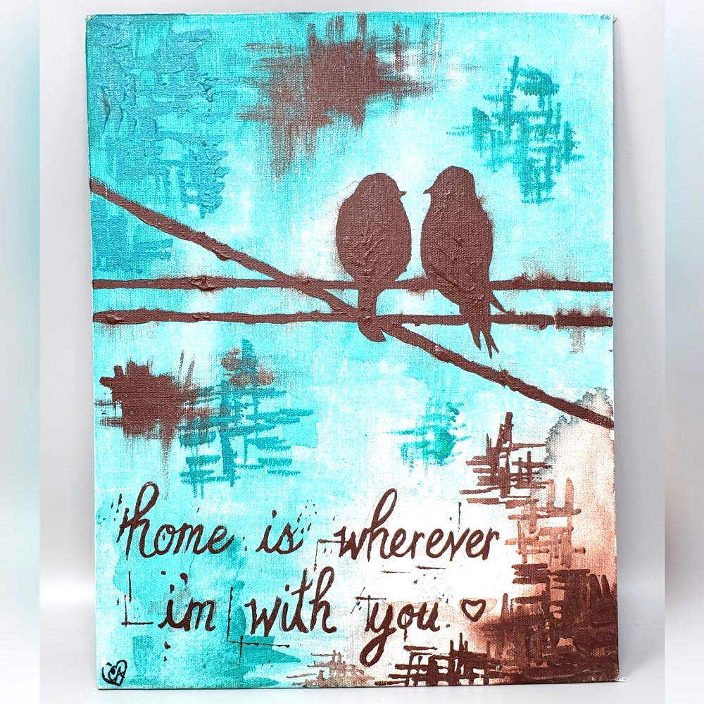 Acrylic Painting On Canvas "Love Birds" By Calea Adams